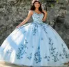 Sky Blue Quinceanera Dresses Appliciques Beads Scoop Neck 2020 Princess Ball Gown Sweet 16 Tulle Princess Prom Dress Party Gowns3331911