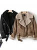 Women's Leather Winter Faux Jacket Women Punk Suede Fur Coat Biker Motorcycle Warm Black Outerwear ED1838