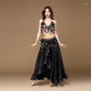 Bühne Wear Belly Dance BH Langer Rock Set Halloween Outfit Übung Kleidung sexy Frauen passen moderne Performance orientalische Kostüm Traje