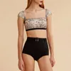 Women's Swimwear Vintage Print Fashion 2024 Swimsuit Luxury Two-Piece High Waist Skinny Micro Bikini Square Neck Push Up Summer