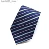 Coules de cou Tie entre hommes coréens Forme Formale 8cm Mariage de mariage Contrôle de chemise professionnelle Black Blue Stripeq