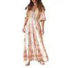 Casual Dresses Women Bohemian Dress V Neck Flowy Long Party With Pocket For Beach Cocktail Summer Streetwear