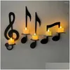 Candle Holders Iron Music Note Holder Treble Clef Wall Ornament For Home Office Classroom Decor Drop Delivery Garden Dhax4