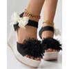 Sandali donne modalità floreale decorazione bowknot lady lady piattaforma estiva alla caviglia cuneo cuneo casual uscite scarpe