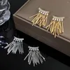 Dangle Küpeler Freetry Hiperbol Metal Tüpü Windchimes Püskül Kadınlar Moda Kakma Rhinestone İnci Asma Küpe Brincos Bijoux