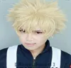 Bakugou Katsuki Kahramanım Akademisi Bakü Hiçbir Kahraman Kısa Sarışın Kabarık Cosplay WIG5210618