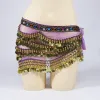 Femmes Tribal Belly Dance Coin Belt With Colorful Rhinestones Bellydance Hip Scarf Costume Accessoires