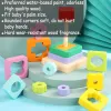 Montessori Educational Learning Children Toys Rainbow Wood Blocks Color Cognitive Shape Matching Stacking Game For 3-6 Years Old