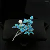 Broches 1878 Estilo nacional clássico Blue fosco Broche de flores Broche mulheres chinesas Cheongsam Corso vintage Terno de esmalte jóias de pinos