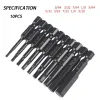 10 PCS SAE/METRIC HEX HEAD ALLEN WRENCH DRILL BIT SET 1/4 "직경 퀵 릴리스 Shank Magnetic Screwdriver Bit Set