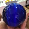 Raro quartzo natural azul gato de cristal terapia bola esfera + suporte