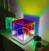 테이블 램프 Decorazione cubo luce notturna rgb atmosfera corlorful acrilico cubo magico lampada da tavolo ristorante illuminazione7390271