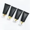 Storage Bottles 50ML Matte Black Empty Cosmetic Cream Travel Lotion Tube With Acrylic Gold Silver Cap