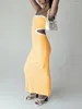 Casual jurken mode dames tube top jurk mouwloze strapless cutout contrast color bodycon long party jurk huidvriendelijk