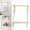 Tapestries Hand-Woven Macrame Tapestry Rack Shelf Rustic Wooden Farmhouse Shelves