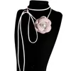 Choker Y4QE Elegante bloem hanger ketting accessoire Stijlvolle Goth -chokers met bloemen modieuze bloemen sleutelbeenketting