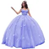 Baljurk prinses Quinceanera Dresses Butterfly Appliques Big Bow Sweetheart Tule veter-up Strapless Sweet 16 Princess Party Birthday Vestidos de 15 Anos Q04