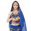 Stage Wear Belly Dance Show Set Set Coin Gauze Rok sluier pailletten Big Waves Accessoires Performance Prop prop