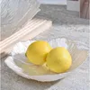 Plattor Crystal Glass Art Bowl Trinket Solid Color Flowerformed Candy Tray Oregelbundet Pearl White Fruit Holder Snack