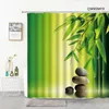 Shower Curtains Zen Stone Green Bamboo Flower Curtain Bathroom Decor Relax And Balance Home Background Hanging Cloth Products