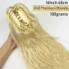 Isheeny Pony Pony Human Hair Claw on Ponytail Crab 16-24inch Human Hair Extensions Natural Curly Blonde Clip in Remy Hair 100g