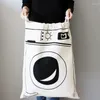 Laundry Bags Animal Stripe Pattern Cotton Bag Toy Home Canvas Storage Drawstring Dirty Clothes