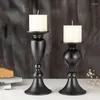 Titulares de vela Black Candlestick Votivo El Evento Metal Pillar Stand requintado Artesanato de Table Home Decoração Romântica