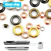 100Set Mix 5 Farbmetall Ölenelett -Häuser mit Ösen Punch -Stempelwerkzeug Set für Ledercraft DIY Cloding Schuhe Gürtelbeutelzubehör