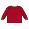 Hemkläder Bekväm julpyjamas Autumn Winter Mother Daughter Son Leisure bär Redgreen randiga familjekläder
