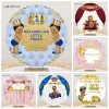 Royal Blue Crown Prince Birthday Round Backdrop Cover Boys Girls Baby Shower NEGHNABE DECAZIONE NECCHI