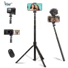 Tripods Telefone Tripod Selfies gruda 163cm com suporte para telefone Mount Wireless Remote para iPhone Vlogging Makeup Video Recording Photography