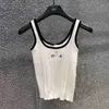 Neues Design Frauen O-Neck ärmelloses gestricktes Logo Appliced Letter Print Summer Tanks Camis