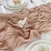 Gauze Relié de table de mariage Runner Semi-Sheer Personnalisez Retro Boho Holiday Dining Vintage Table Decor Gift