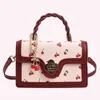 Sac Femmes Cherry épaule pu cuir carré chaîne de sangle réglable mode petite sacoche