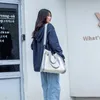 Сумки на плече 2024 Canvas Bag Women Women Single Messenger японская большая способность попасть в цвет дикая сумочка женщина