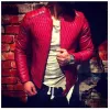 Luxe rode lederen jas voor mannen Mannelijke motorfiets vintage jas