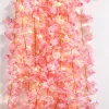 180 cm konstgjorda blommor Cherry Blossom Sakura Garland Wedding Arch Garden Bakgrund LED -lampor Hem Party Decor Fake Plants Vine