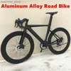 Bicicletas 700c Road Bicycle Aluminium Llight Frame Bicyc com Dual Disc Freios Cidade Combinente de 70 mm de viagem Carro de corrida de viagem L48