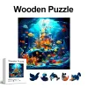 Sea World Drewniana łamigłówka, nieregularne elementy w kształcie zwierząt, wysoko-diffikulty Magic Puzzle Intelektualna zabawka, rodzinny wystrój domu