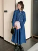 Повседневные платья Lanmrem Корейская версия джинсовая платья отворотное воротнич