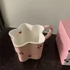 装飾的な置物ピンクピンクフラワーカップガールハート韓国コーヒーチェリーマグ
