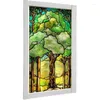 Window Stickers Church Colored Frosted Film Stained Glass Sticker Self Adhesive Static Cling For Door Custom Size Tree