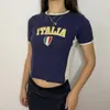 審美的な女性の手紙印刷TシャツゴシッククロップトップストリートウェアグランジベイビーティーヴィンテージカジュアルショートスリーブY2K服パンク240329