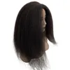 16 inches Brazilian Virgin Human Hair Natural Color Kinky Straight Medical Full PU Wigs for Black Woman