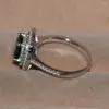 Cluster anneaux cool choucong mignon bijoux de mode mignon fait à la main 925 argent sterling 5a green cz cz femme de mariage de fiançailles de mariage cadeau