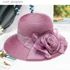 Geniş Memlu Şapkalar Kova Şapkaları Kova Şapkası Yaz Yeni Organza Çiçek Nefes Alabaş Havza Şapkası Koruma Güneş Koruyucu Şapka Kadınlar İçin Plaj Şapkası Flanging Kapağı Y240409