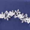 Clips para el cabello Diadema de boda con diamantes de imitación para adornos nupciales de hoja de hoja de diadema