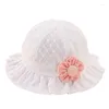 Beretten Bloemen Dot Baby Girls Hoed Zomer Mesh Katoen prinses Bucket Solid Color Infant Peuter Kids Sun Beach Cap