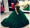 Robes de quinceanera vert émeraude 2019 robe de soirée robe de soirée épaule appliques en dentelle corset sweet 16 robe pour filles pa2771019