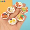 6Pcs Dollhouse Mini Dim Sum Platter DIY Miniature Landscape Fairy Garden Decor Pretend Food Ornaments Doll House Accessories